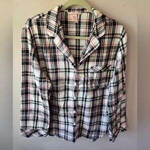 Victoria’s Secret Flannel Pajama Set | Black, White & Pink Plaid large